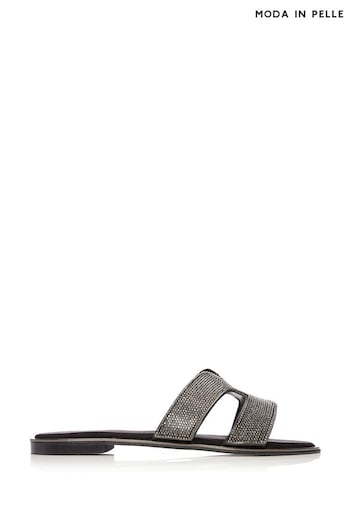 Moda in Pelle Ormay H-Strap Embellished Black Sliders (B74620) | £89