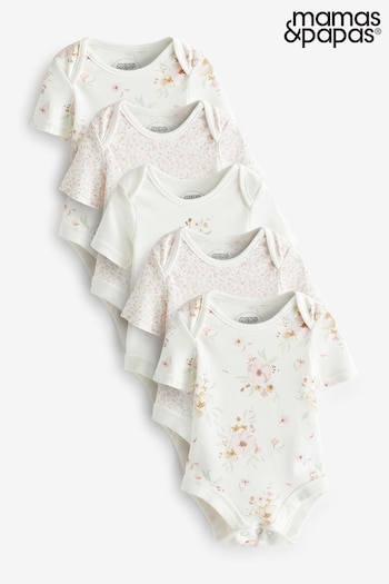 Mamas & Papas 5 Pack Flower Short Sleeve Bodysuits 5 PK (B74648) | £18