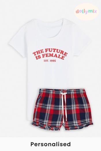 Personalised The Future Is Female Pyjama Shorts Set by Dollymix (B74649) | £29