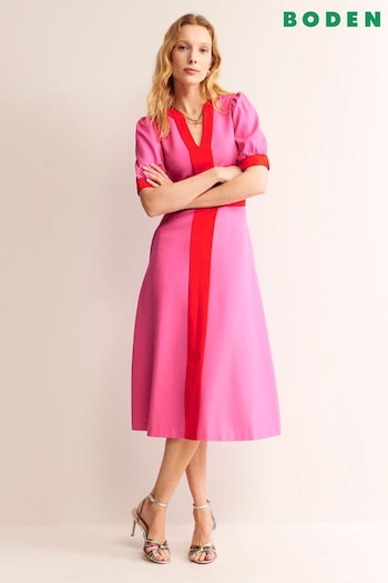 Boden Pink Petite Petra Puff Sleeve Ponte Dress (B74730) | £110