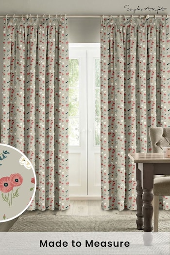 Sophie Allport Red Poppy Meadow Made to Measure Curtains (B74751) | £91