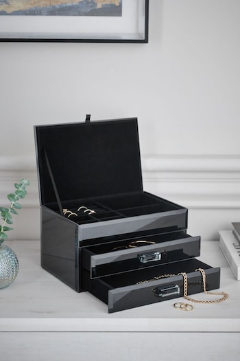 Black Large Glass Jewellery Box (B74849) | £36