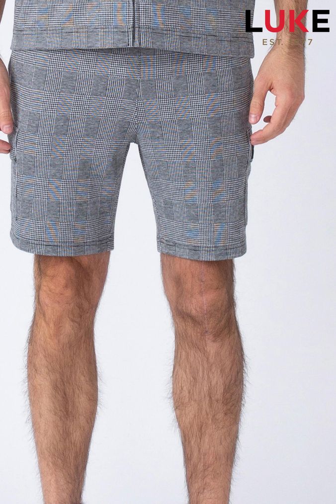 Grey check shop shorts mens