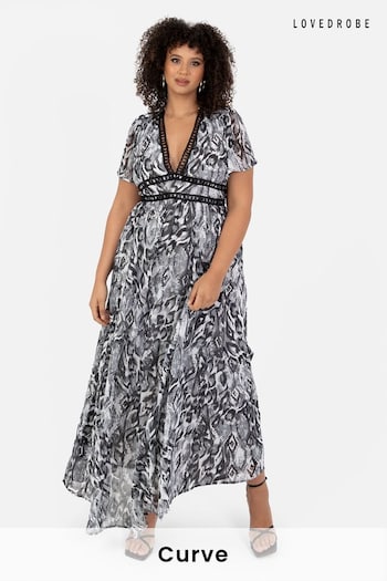 Lovedrobe V-Neck Angel Sleeve Maxi Dress With Trims (B74900) | £60