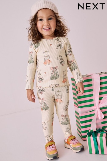 Cream trace Bunny Characters Rib Long Sleeve Top and Leggings Set (3mths-7yrs) (B74982) | £10 - £14