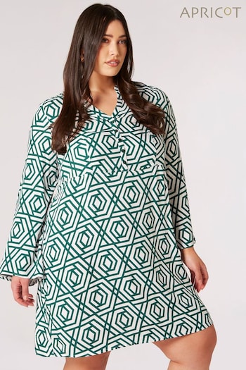 Apricot Green Retro Geo Bell Sleeve Dress (B75282) | £36