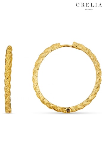 Orelia London Gold Tone Rope Mid Size Hoops Earrings (B75294) | £25