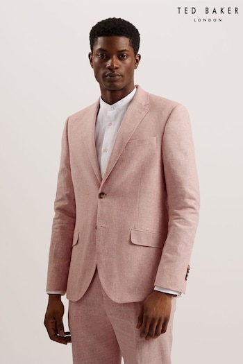 Ted Baker Pink Damaskj Slim Cotton Linen Blazer (B75307) | £195