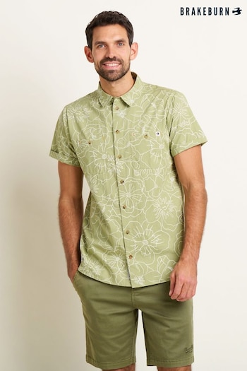 Brakeburn Green Linear Floral Shirt (B75479) | £45