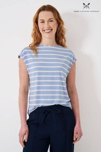 Crew Clothing Company Light Blue Stripe Modal Regular Blouse (B75521) | £29