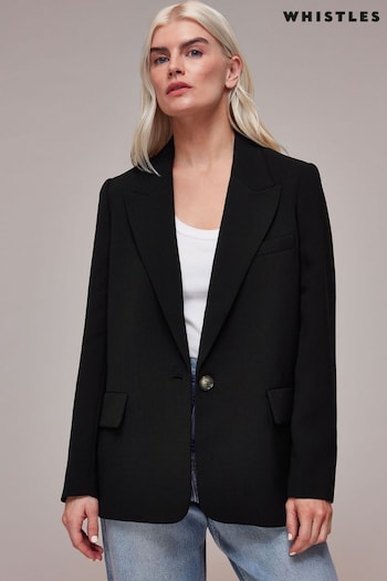 Whistles Petite Crepe Boyfriend Black Blazer (B75574) | £159