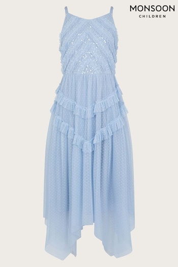 Monsoon Blue Shiloh Ruffle Prom Dress (B75620) | £53 - £58