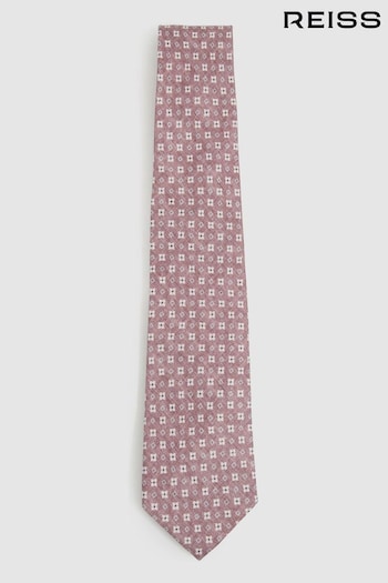 Reiss Dusty Pink Cavoli Silk Medallion Print Tie (B75690) | £68
