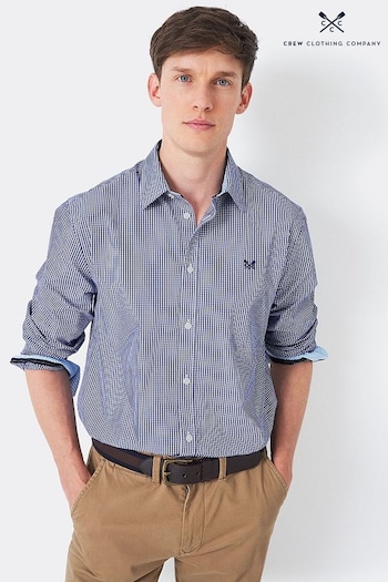 Crew Clothing Company Blue Check Print Cotton Classic Shirt (B75771) | £57
