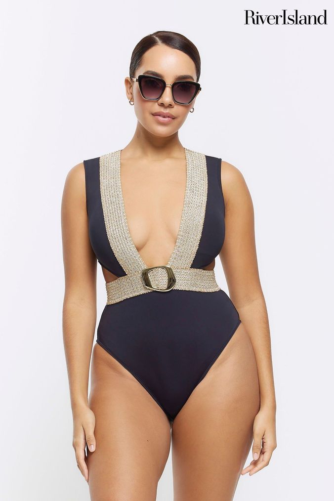 River island red shop swimsuit