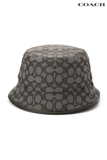 COACH Tennis Grey Signature Jacquard Bucket Hat (B75904) | £125