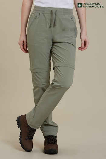 Mountain Warehouse Green Explorer Womens Zip-Off Convertible Walking Sneakers Trousers (B76010) | £53