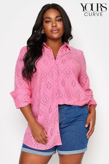 Yours Curve Pink Anglaise Shirt (B76013) | £31