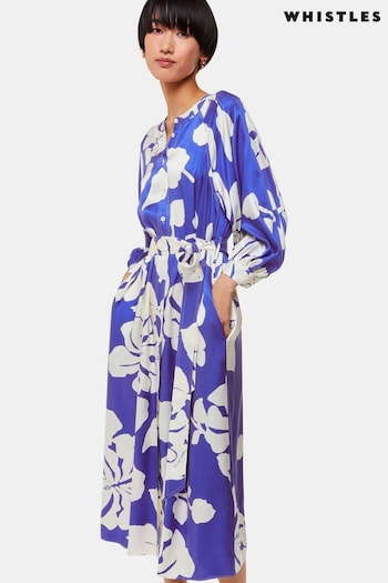 Whistles Blue Hawaiian Print Mabel Dress (B76069) | £169