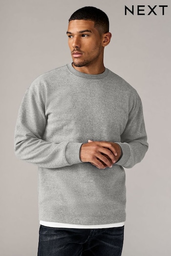 Grey Long Sleeve Brushed Crew T-Shirt (B76096) | £25