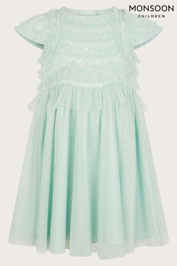 Monsoon Green Baby Ruffle Truth Dress (B76437) | £36 - £38