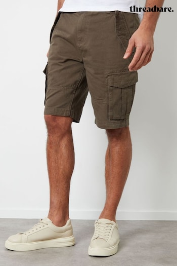 Threadbare Chocolate Cotton Twill Utility Cargo blazer Shorts (B76595) | £30