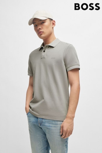 BOSS Grey Cotton Pique Polo Shirt (B76605) | £79