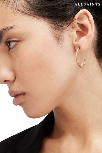 AllSaints Gold Stone Hoop Earrings (B76653) | £49
