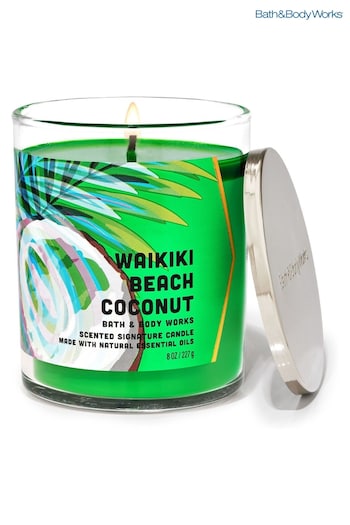 Bath & Body Works Waikiki Beach Coconut Waikiki Beach Coconut Signature Single Wick Candle 8 oz / 227 g (B76681) | £20