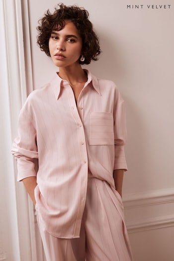 Mint Velvet Pink Pinstripe Oversized Shirt (B76686) | £85
