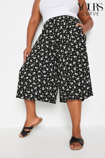Yours Curve Black White Flat Front Culottes (B76720) | £27