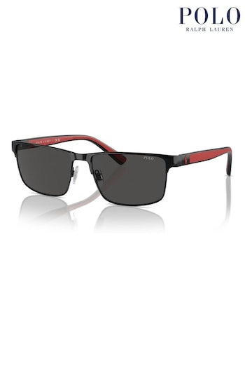 Polo Ralph Lauren Ph3155 Rectangle Black Sunglasses (B76753) | £156