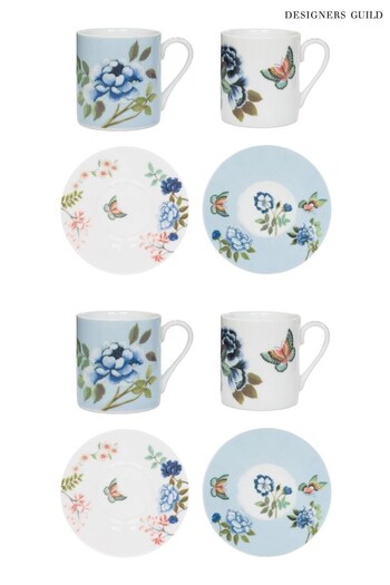 Designers Guild Porcelaine De Chine Espresso Cups and Saucers Set Of 4 (B76768) | £48