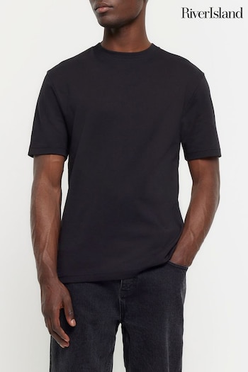 River Island Black Studio Short Sleeve Slim Fit T-Shirt (B76819) | £15