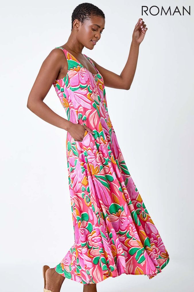 Pink maxi dress casual shop