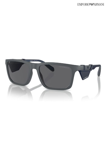 Emporio Messenger Armani Grey Ea4219 Rectangle Polarised Sunglasses (B77024) | £186