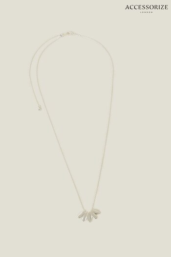 Accessorize Sterling Silver Leaf Fan Necklace (B77082) | £18