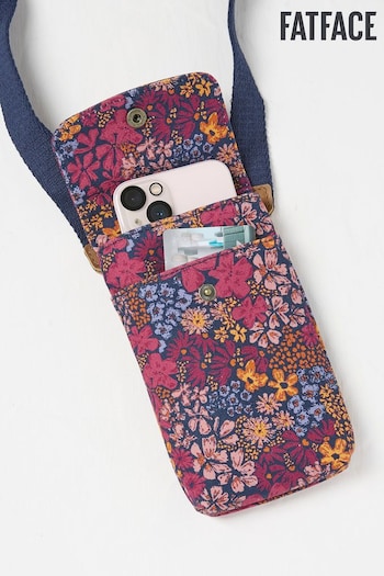 FatFace Purple Floral Canvas Phone Bag (B77188) | £25