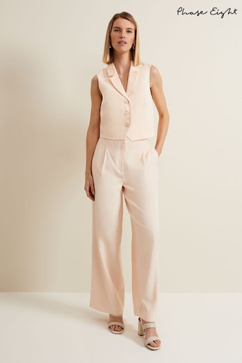 Phase Eight Pink Bianca Wide Leg Peach top Trousers (B77206) | £99