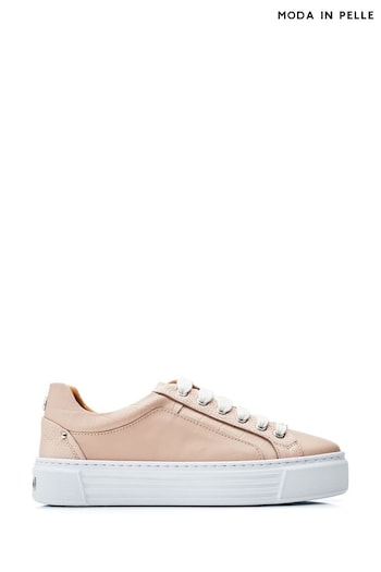 Moda in Pelle Natural Arabeller Lace-Up Trainers With Eyelets (B77281) | £109