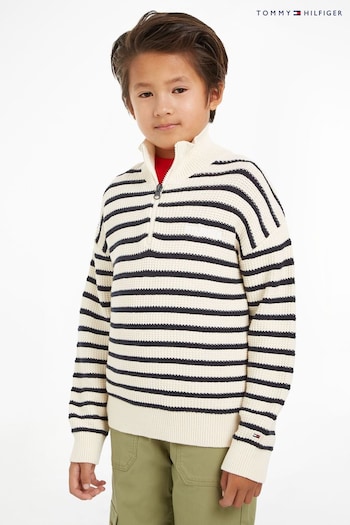 Tommy analogico Hilfiger Half Zip Breton Stripe Sweater (B77315) | £55 - £65