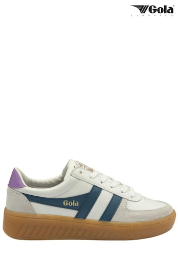 Gola White Ladies' Grandslam Elite Leather Lace-Up Trainers (B77391) | £90