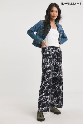 JD Williams Blue Jersey Wide Leg Trousers (B77425) | £36