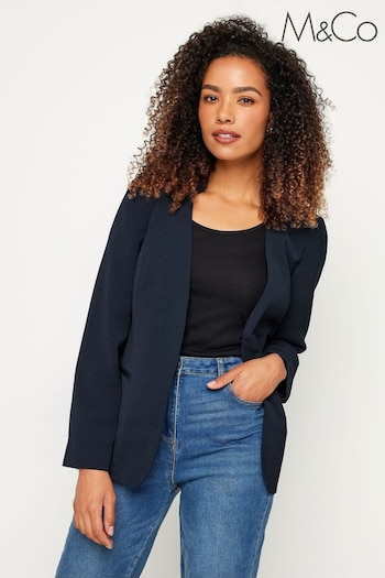 M&Co Blue Collarless Fitted Blazer (B77431) | £55