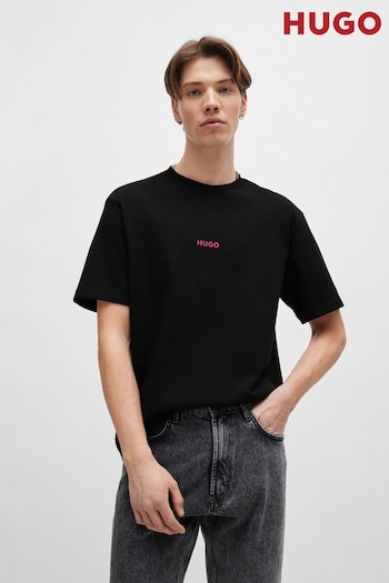 HUGO Black Cotton Jersey T-Shirt With Back Artwork Print (B77434) | £69