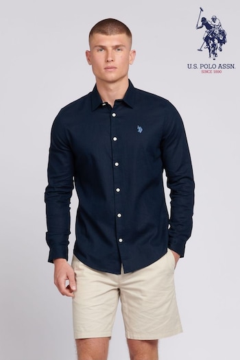 U.S. Polo pleated Assn. Mens Linen Blend Shirt (B77481) | £60