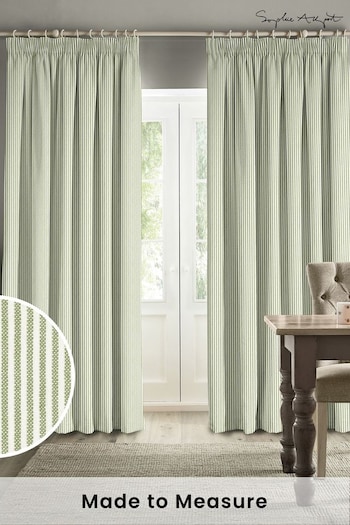 Sophie Allport Sage Green Stamford Stripe Made to Measure Curtains (B77541) | £91