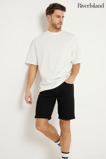 River Island Black Skinny Denim Shorts (B77596) | £28