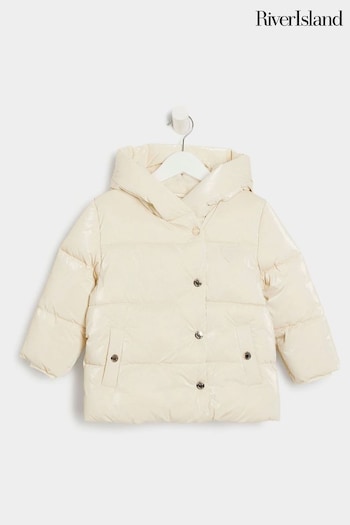 River Island Cream Girls Heart Padded Puffer Coat (B77618) | £32