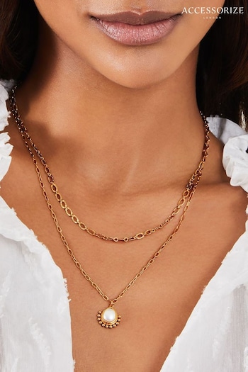 Accessorize 14ct Gold-Plated Pearl Pendant Necklace (B77656) | £22
